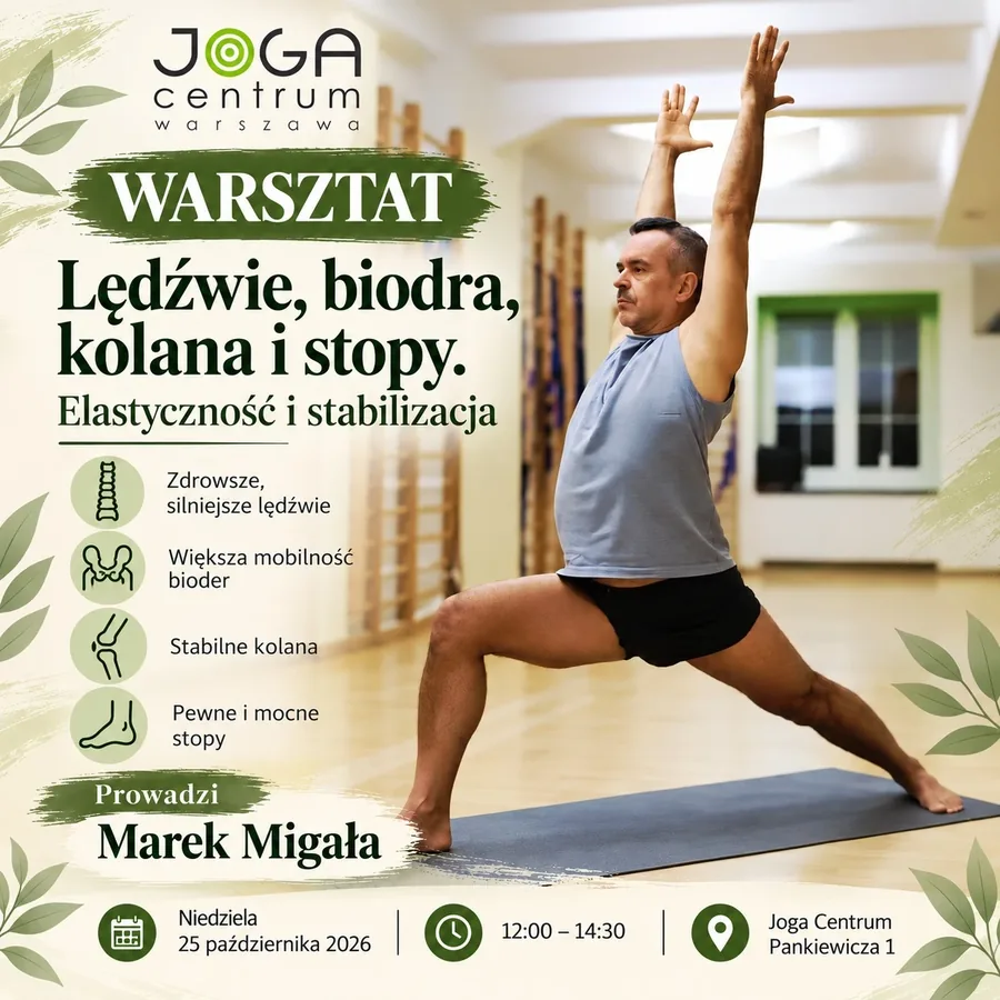 Plakat warsztatu Lędźwie, biodra, kolana i stopy z Markiem Migałą